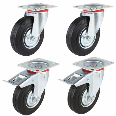 3 " 4 " 5 " 6 " 8 inch Rubber Caster Wheels, Steel Core Roller Bearing Caster Wheels OEM ODM