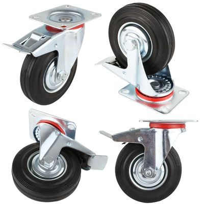 3 " 4 " 5 " 6 " 8 inch Rubber Caster Wheels, Steel Core Roller Bearing Caster Wheels OEM ODM
