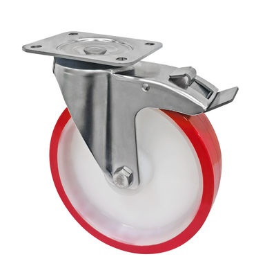 Rood wit PU 5 inch 125mm rolwielen, industriële rolwielen