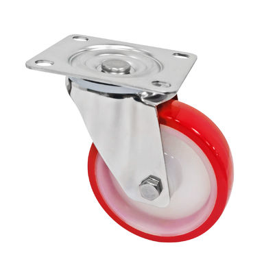 Rood wit PU 5 inch 125mm rolwielen, industriële rolwielen