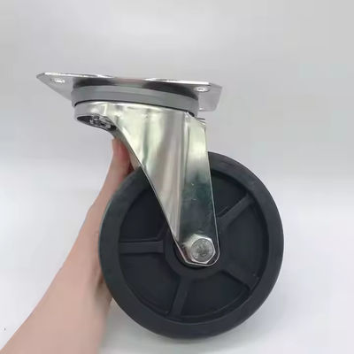 Zwart roestvrij staal draaiwiel met kastorwielen zwaar werk 50 mm loopvlak breedte hittebestendig