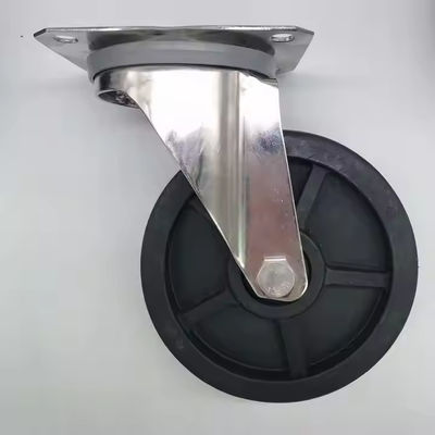 Zwart roestvrij staal draaiwiel met kastorwielen zwaar werk 50 mm loopvlak breedte hittebestendig