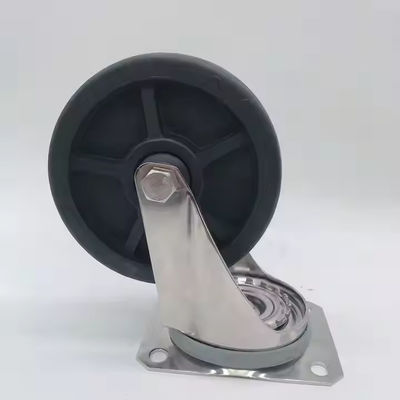 Zwart roestvrij staal draaiwiel met kastorwielen zwaar werk 50 mm loopvlak breedte hittebestendig