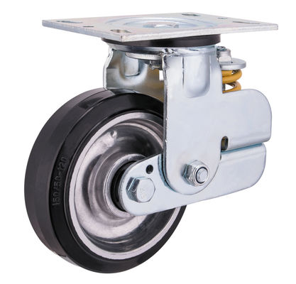 Aluminium kern Rubber voorjaar geladen Castor wielen 150mm 200mm Diameter