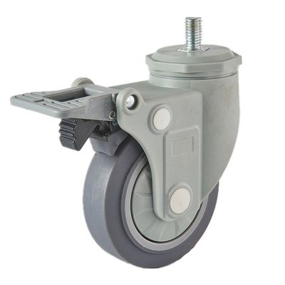 Plastic Yoke TPR Medium Duty Medical Casters Wielen Top Plate Mount Installatie