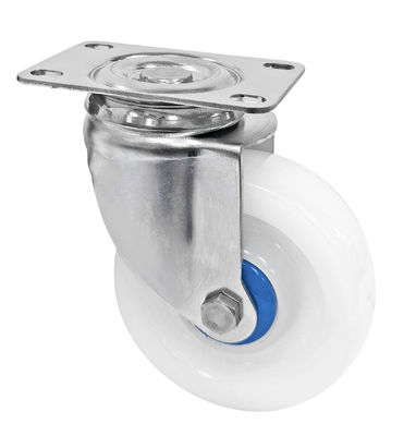 Medium Duty 304 roestvrij staal rollers Wit PA rollers 150-200KG laadvermogen