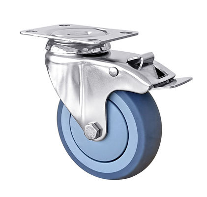 Blauwe TPR-wielen voor middelmatige belasting 100 kg-150 kg roestvrij staal wielen
