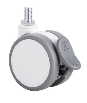 2.5 inch witte stille tweelingwielrol met bovenste plaat / enkele rem