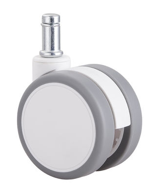 2.5 inch witte stille tweelingwielrol met bovenste plaat / enkele rem