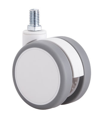 2.5 inch witte stille tweelingwielrol met bovenste plaat / enkele rem